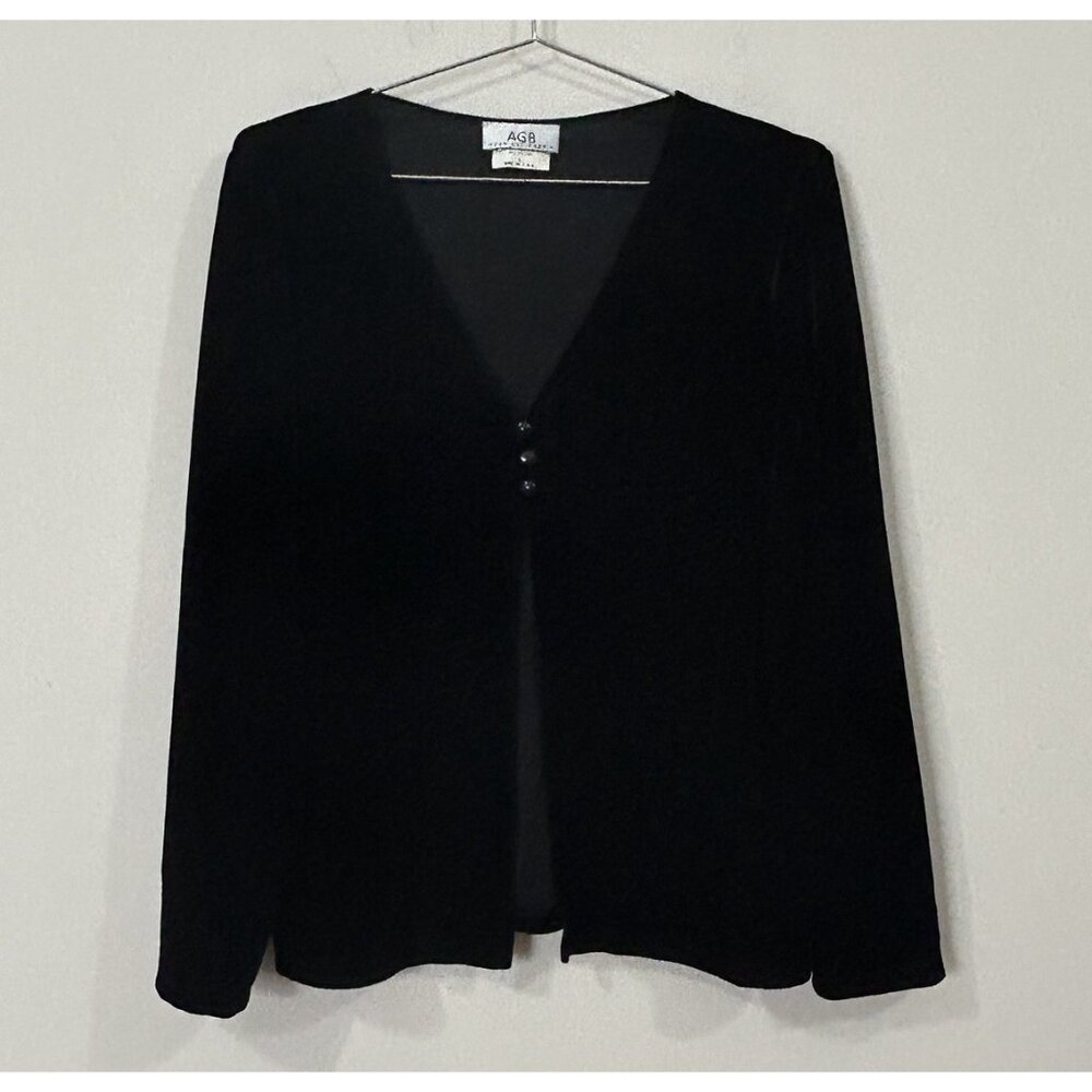 VTG Y2K AGB BYER CALIFORNIA Black V Neck Velvety Soft Stretch Jacket Sz L